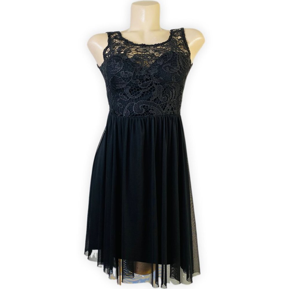 Black Embroidered Tulle Lace Dress